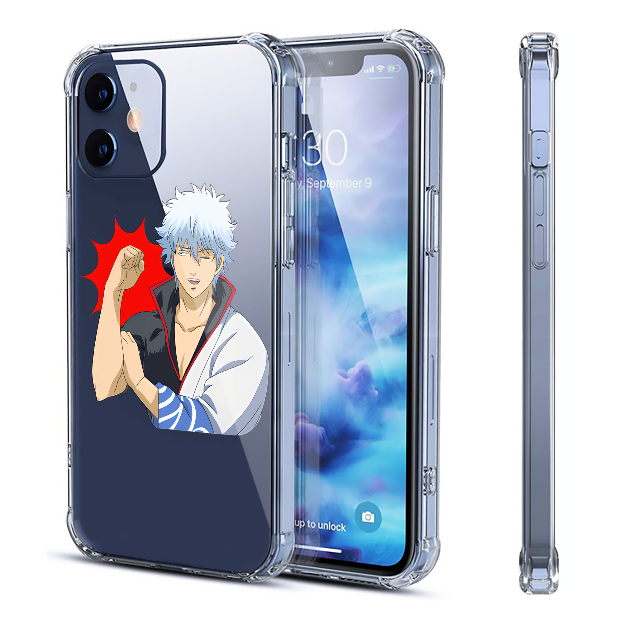 （画像用） ぎんたま 坂田銀時（さかたぎんとき） 神楽 志村新八（しむら しんぱち） GINTAMA Sakata Gintoki Kagura Shimura Shinpachi 【iPhone 12シリーズ対応】透明スマホケース（クリアソフトケース）